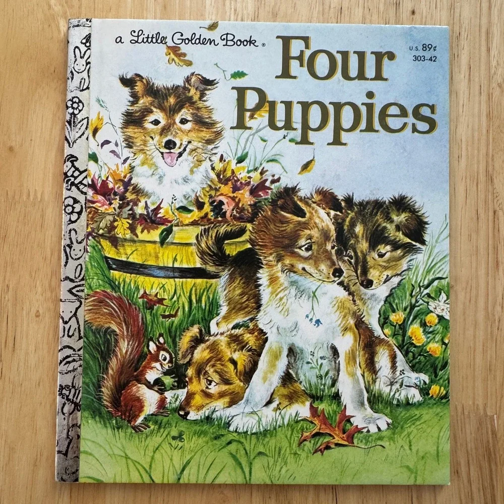 Four Puppies Little Golden‎ Book Anne Heathers Lilian Obligado 1960 Copyright